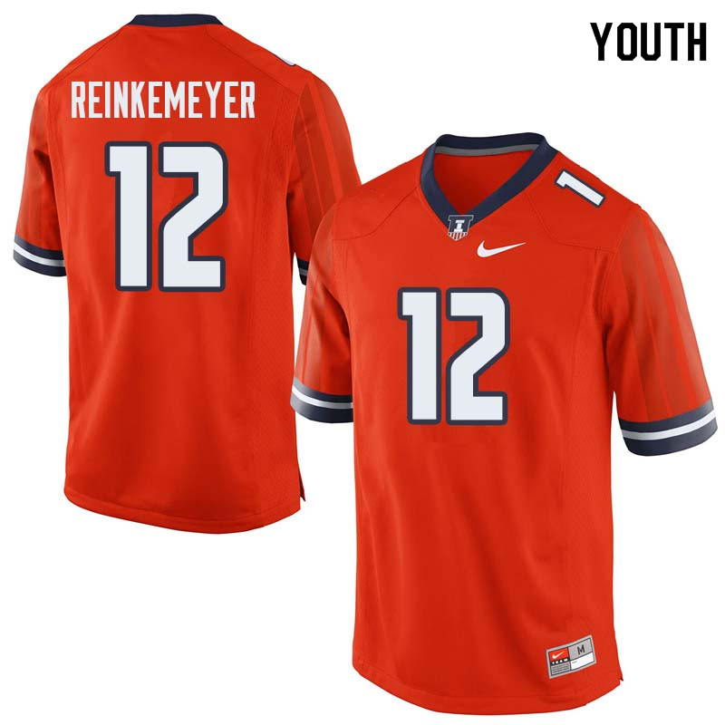 Youth #12 Charlie Reinkemeyer Illinois Fighting Illini College Football Jerseys Sale-Orange